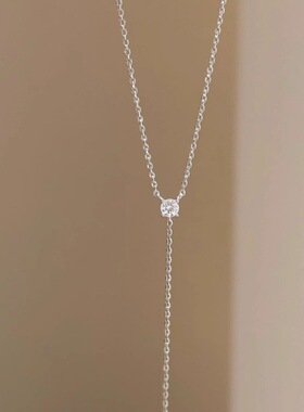 欧美极简度假风Y型水滴单钻流苏