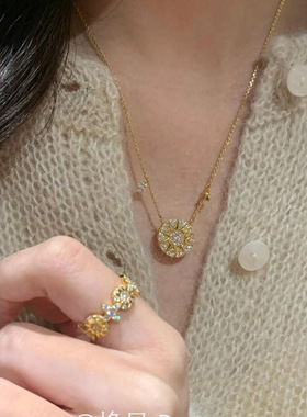 vintage中古叠戴满钻十字架戒指