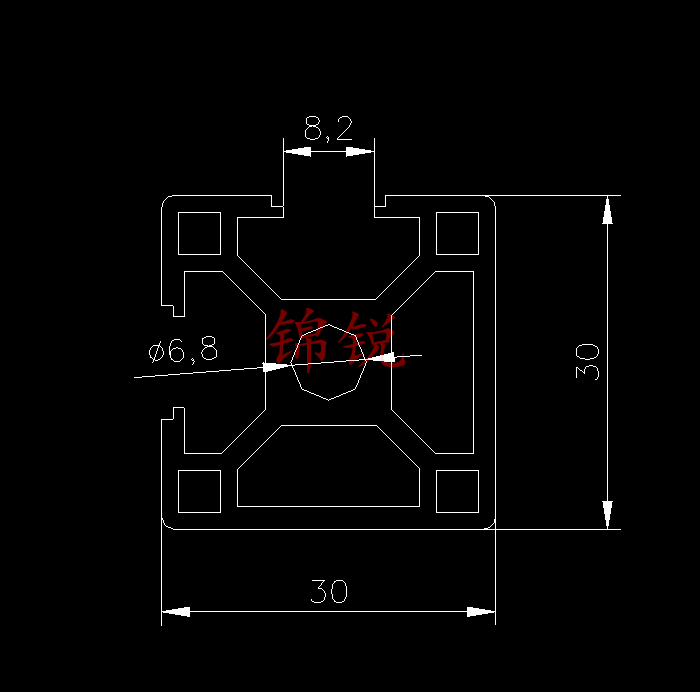 欧标3030N2铝型材 3030两边封槽工业铝合金3030两面封槽立柱型材