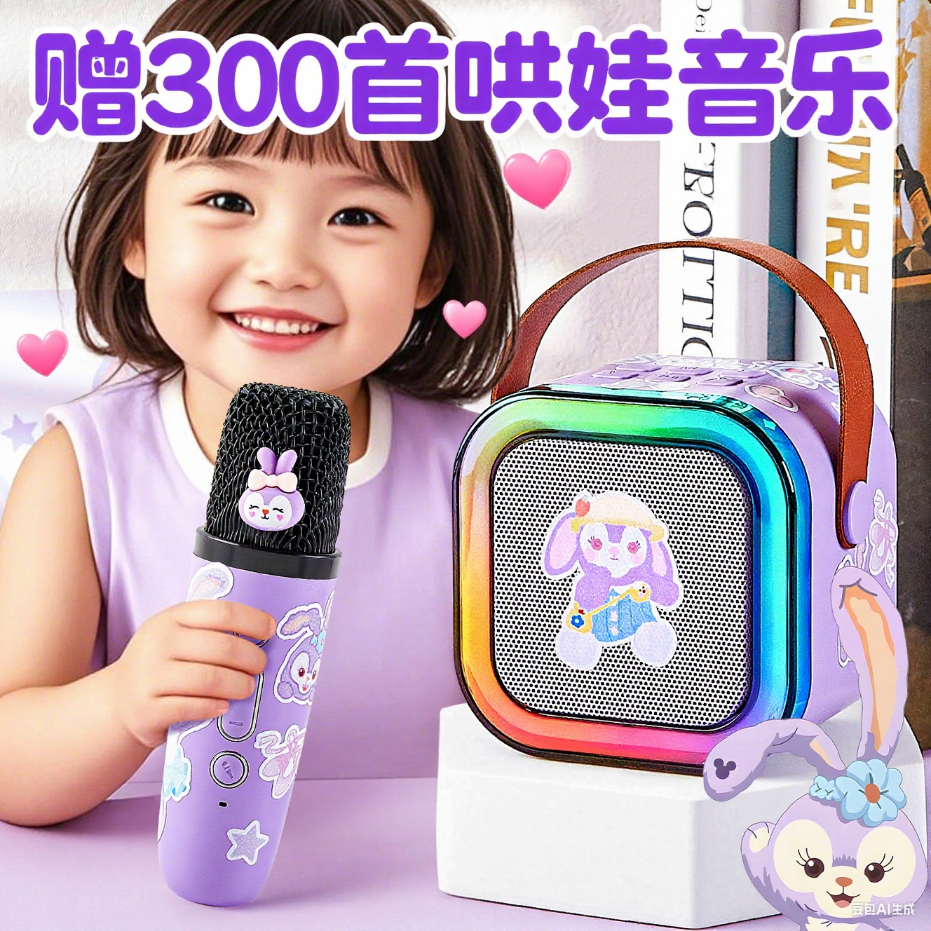 黛露兔儿童话筒麦克风卡拉ok音响