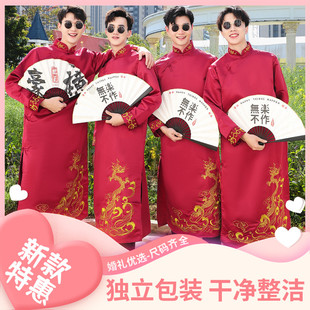 租借伴郎服兄弟团服装中式国风结婚礼新郎唐装男相声服装长袍大褂