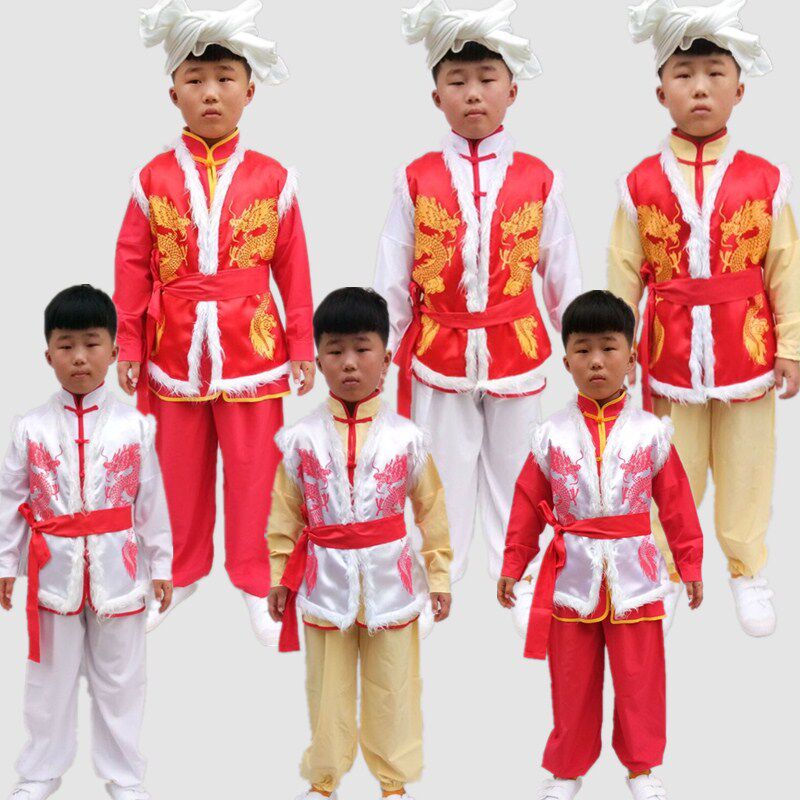 新款儿童红色马甲打鼓服装腰鼓