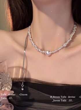 轻奢小众碎银珍珠项链新款女配饰