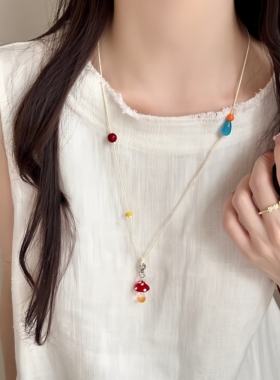 多巴胺串珠挂脖项链女锁骨链颈链