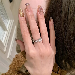 冷萃冰花！甜美银色蕾丝花环戒指女轻奢精致春夏小众设计开口戒指