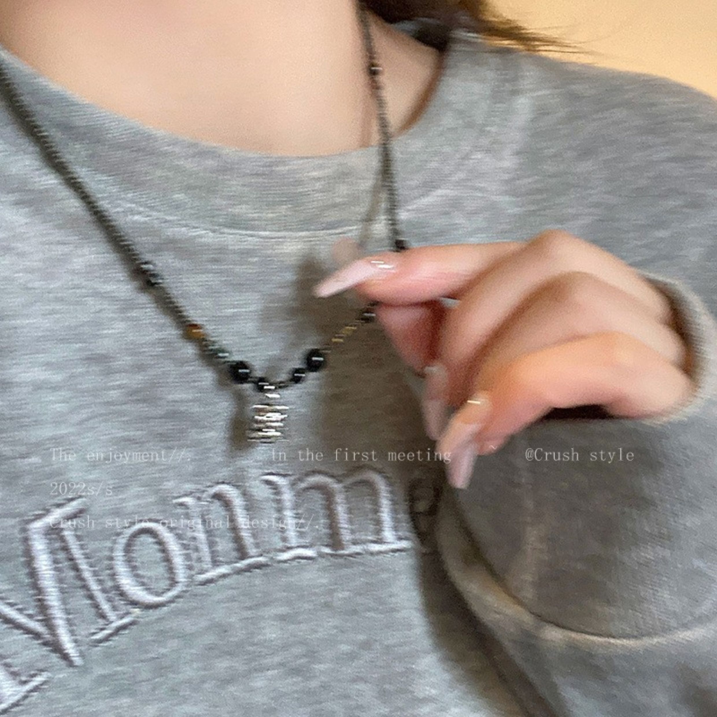 新中式国潮醒狮串珠项链毛衣链女