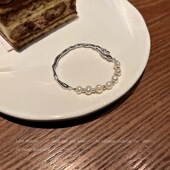 不规则树枝拼接珍珠手链女2025年新款 小众设计高级感冷淡风半手镯