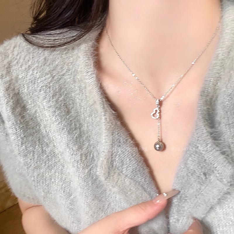 珍珠葫芦锆石项链女ins小众轻奢