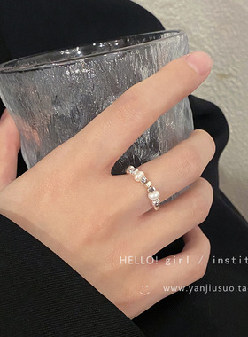 不规则碎银子珍珠戒指女指环配饰