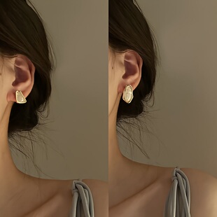 玉石轮回!亚克力不对称耳耳环冷淡港风女款小众气质法式设计耳钉
