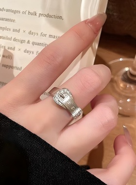 银色锆石清冷感戒指女百搭指环潮