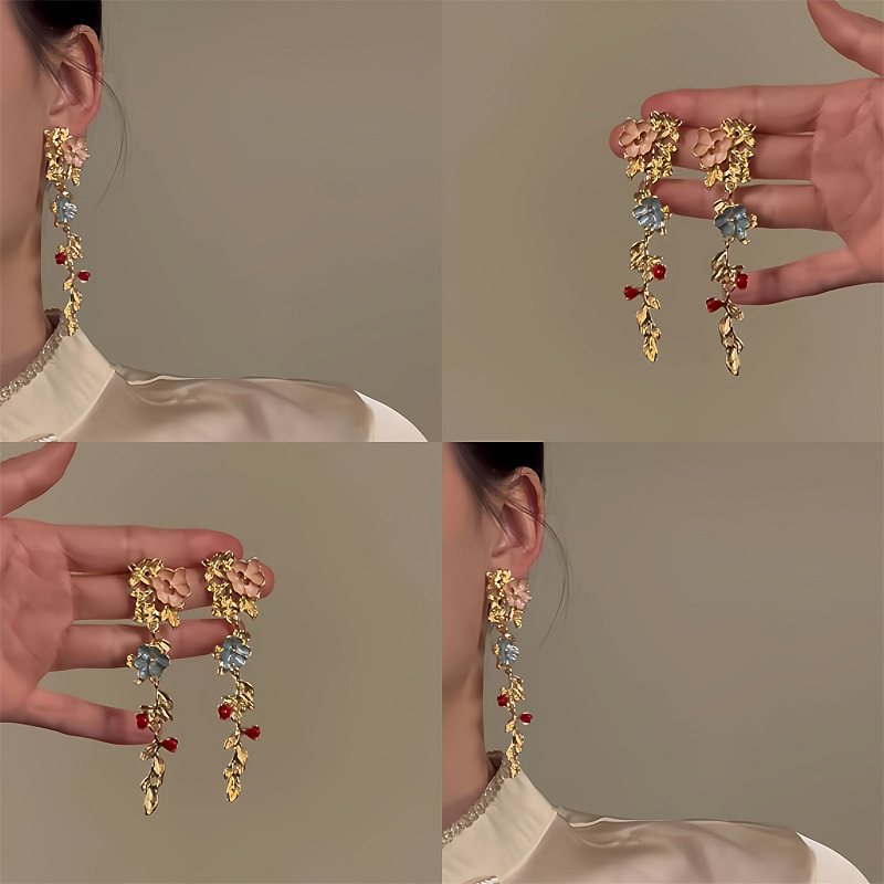 「人间富贵」新中式国风耳环女古风金色花朵搭旗袍汉服马面裙耳饰,饰品/流行首饰/时尚饰品新,耳环,淘宝优惠券,粉丝福利购,淘宝优惠卷