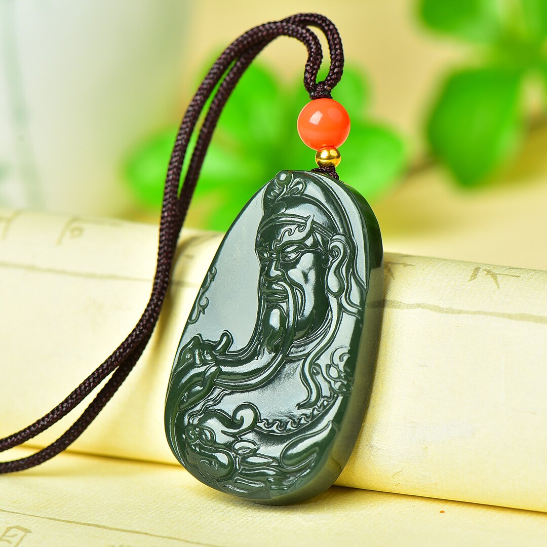 新疆和田玉武财神关公吊坠男女款青玉忠义千秋关二爷玉牌玉坠挂件