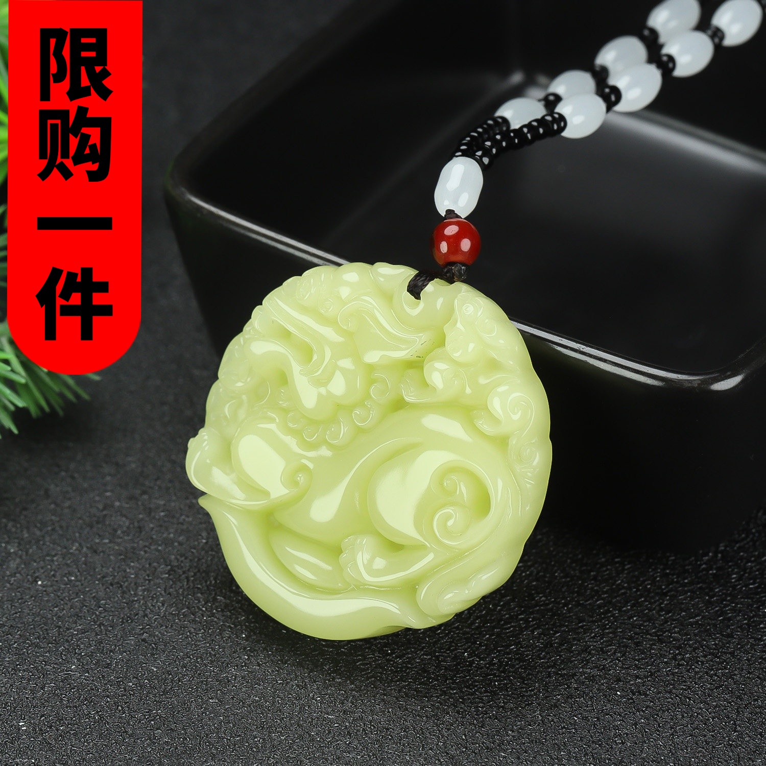 新疆和田玉黄口料子母貔貅挂件青白玉麒麟献宝玉牌吊坠玉佩毛衣链