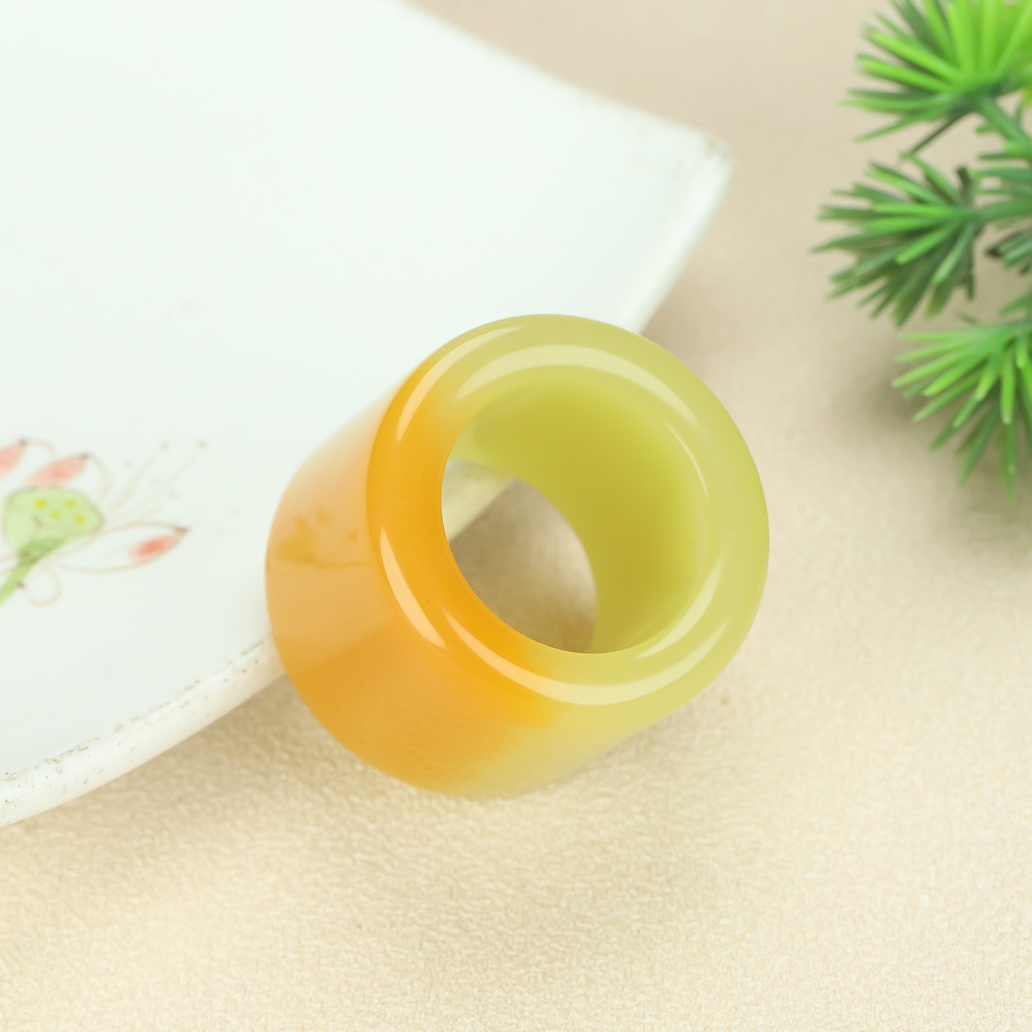 新疆和田玉扳指男款黄口糖文玩复古宫廷大拇指指环玉戒指玉石扳指