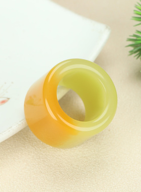 新疆和田玉扳指男款黄口糖文玩复古宫廷大拇指指环玉戒指玉石扳指