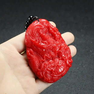 和田玉红玉双面精雕龙龟龙腾四海手把件新疆玉龙行天下把玩件腰牌