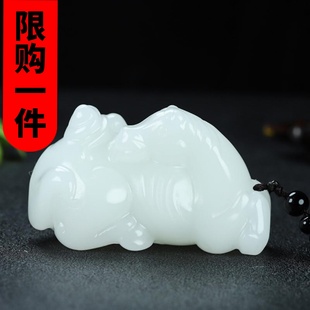 新疆玉马上封侯玉佩和田玉白玉玉马猴手把件羊脂玉马到成功把玩件