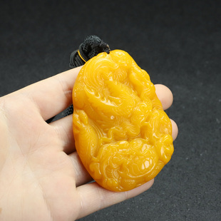 新疆和田玉黄玉仿古龙龟手把件黄龙玉龙行天下把玩件龙腾四海腰牌