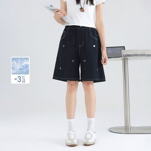 女大童牛仔短裤外穿2026新款夏季初中学生休闲五分裤薄款儿童裤子