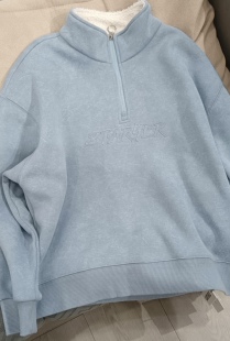 女童卫衣冬季新款加绒洋气中大童儿童初中生半拉链上衣年末清仓