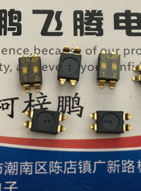 美国E-SWITCH 贴片2位琴键式拨码开关KAJ02TGGR 2.54mm间距2P平拨