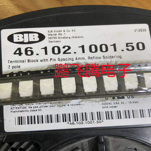德国进口BJB 46.102.1001.50 接线柱灯具LED端子2P贴片9ANGW300v