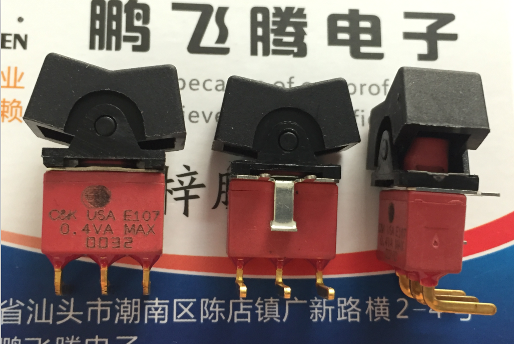 美国原装C&K E107 3脚弯脚3档 边复位边拨动船型翘板开关 超小型
