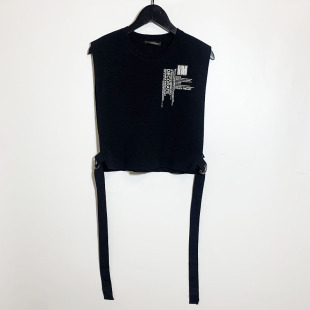 圣迪家女士休闲圆领针织飘带背心百搭款 3551