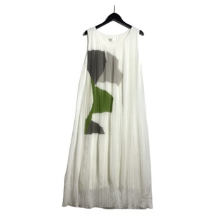 圣迪剪标女士清新印花无袖百褶亲肤连衣裙1230