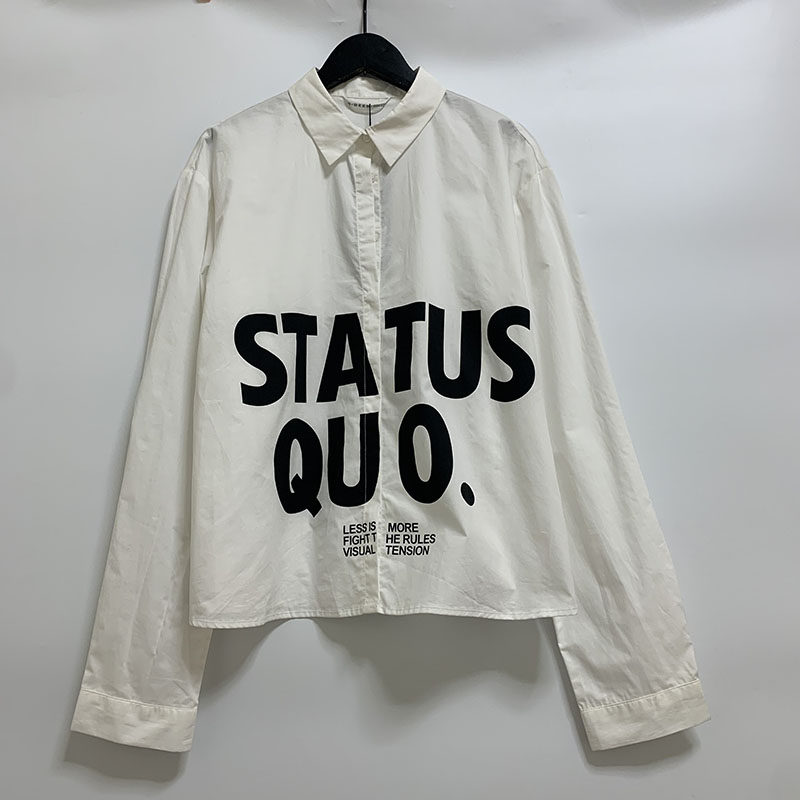 圣迪家女式字母休闲简约印花长袖衬衫0529