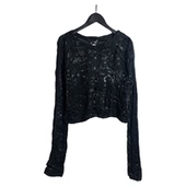 圣迪家女士圆领镂空针织短款 毛衣3516