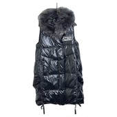 圣迪家女士高端大气中长厚款 羽绒背心真毛条1605