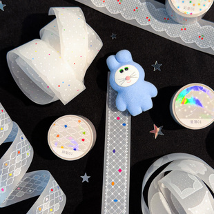 胶带分装|AGUGU薄雾台湾和纸硫酸纸白墨星星基础拉条日系盐系手账