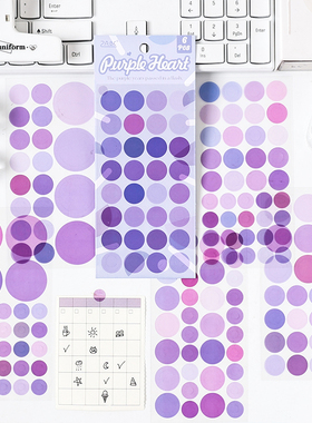 ZABC透明圆点平张贴纸 圆点派对 简约基础手账元素标记装饰圆点贴