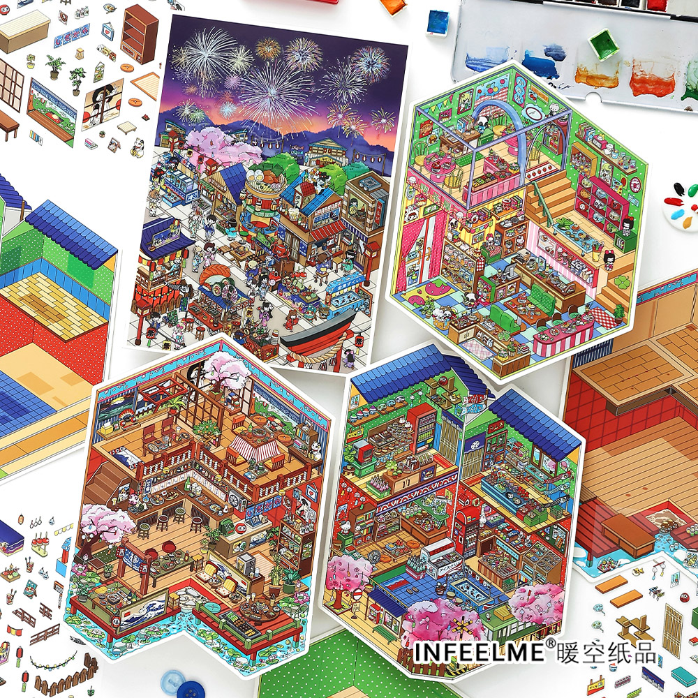 infeel.me今日营业23弹3D立体造景微缩英菲造景贴纸手工diy贴纸