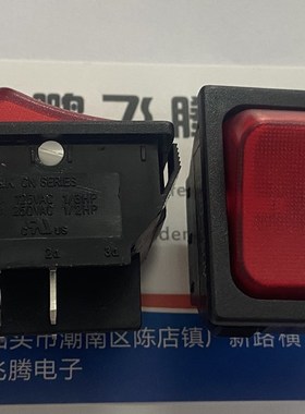 进口美国C&K 军工船型翘板开关4脚2档 15A带红色LED灯 开孔30*22M
