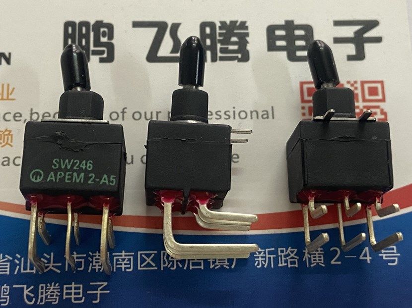 进口法国apem 军工级钮子6脚2档开关 弯脚 防水密封 耐高温防静电