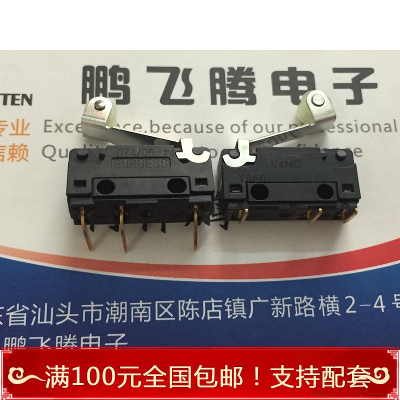 进口原装思博burgess v4nct82ar 3脚90度弯脚带滚轮滑轮微动开关