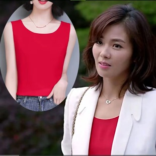 韩版 新款 打底衫 职业西装 宽松内搭上衣外穿 圆领雪纺吊带背心女夏季