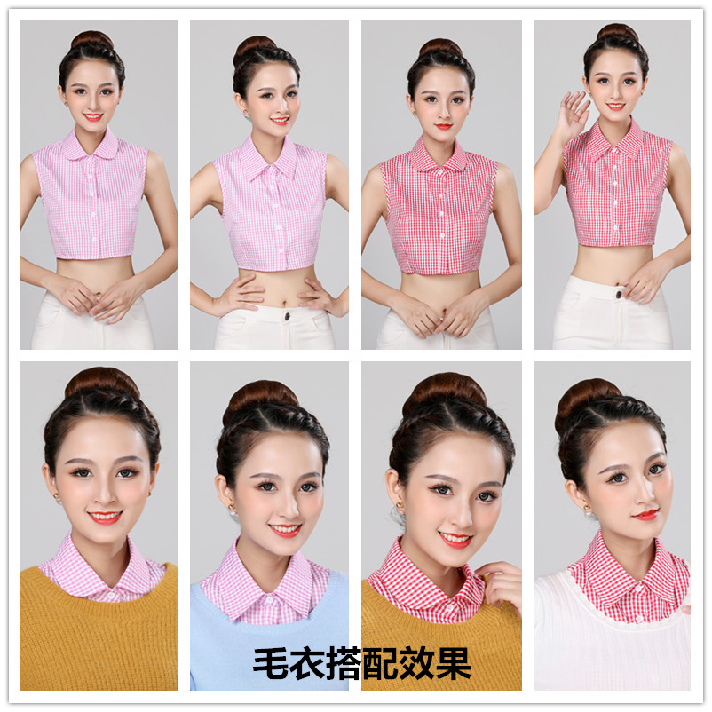 春秋冬季新款假领子女百搭衬衫