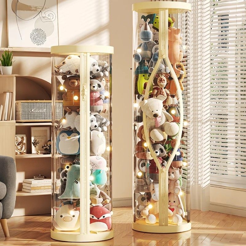 透明加厚娃娃桶拉链收纳桶毛绒玩具收纳圆柱儿童公仔玩偶收纳筒,收纳整理,毛绒玩具收纳桶/箱,淘宝优惠券,粉丝福利购,淘宝优惠卷