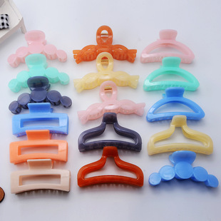 塑料抓夹玉色果冻夹子大号头饰后脑勺可爱发夹女大号鲨鱼夹发抓