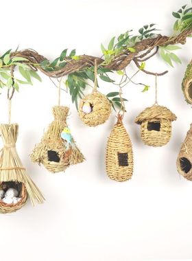 摆件羽毛教学鸟窝麻雀鹦鹉鸽子