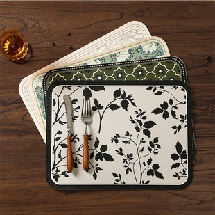 中古风高级感餐桌垫PU皮革家用防水防油耐高温复古西餐垫0.8mm厚