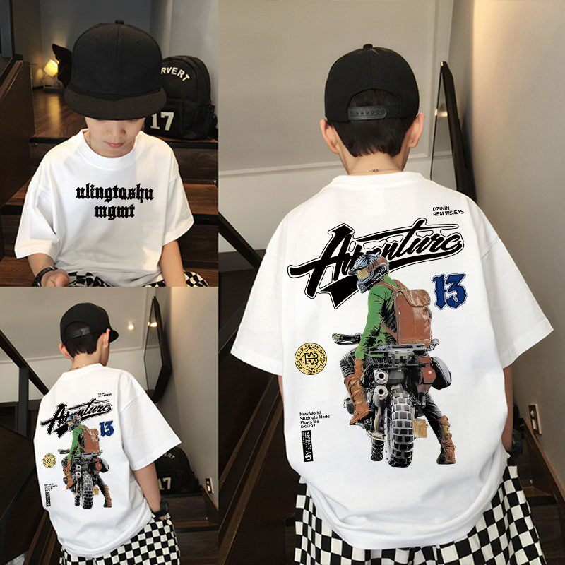 (实体品质)纯棉童装男童t恤短袖夏装儿童中大童男孩上衣宽松半袖