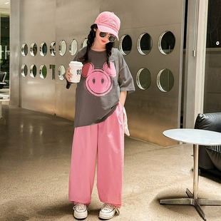 (100%纯棉)童装女童t恤短袖夏季儿童中大童女孩上衣半袖夏装潮