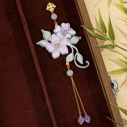 原创旗袍盘扣挂件琉璃桃花压襟扣
