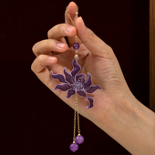 旗袍压襟盘扣扣子中国风紫棠花胸针手工纽扣中式 饰辅料 马甲汉服装