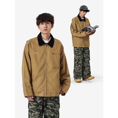 美式复古宽松翻领底特律夹克